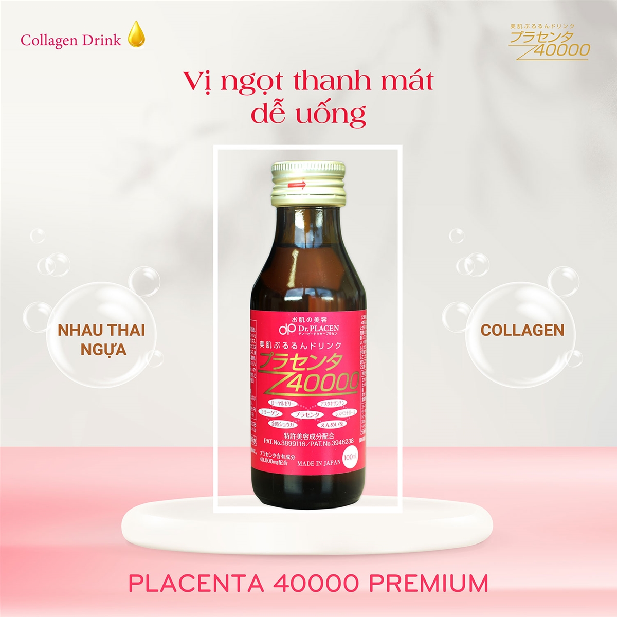 Nước uống Collagen dạng nước Placenta 40000 dễ hấp thụ