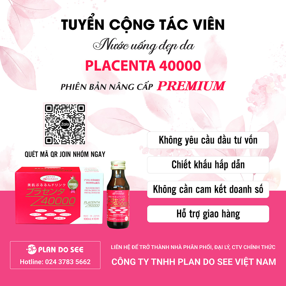 Tuyển CTV, đại lý sản phẩm nước uống Collagen Placenta 40000