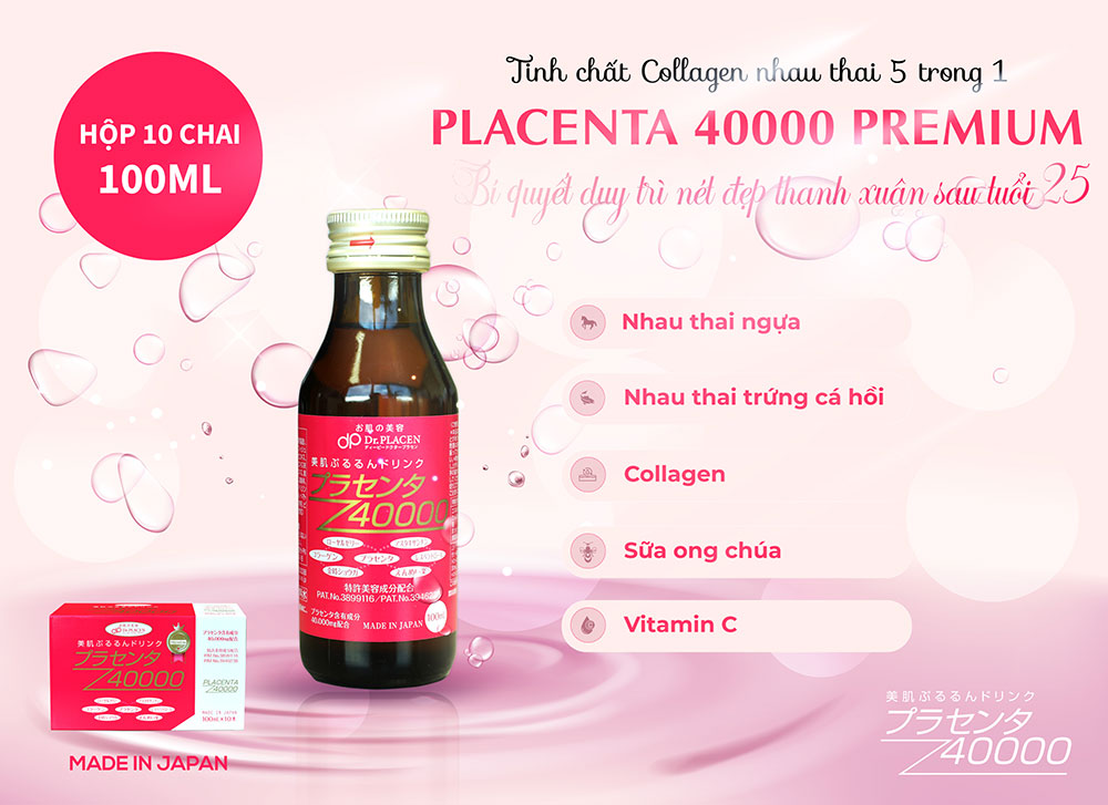 Tinh chất Collagen nhau thai 5 trong 1 Placenta 40000 Premium